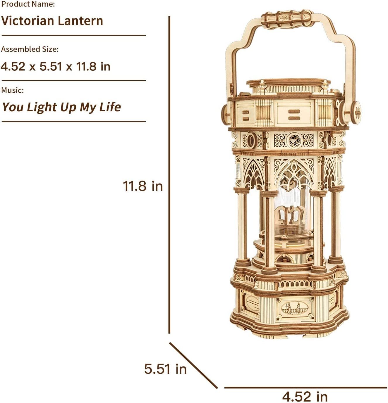 Robotime Rokr 3D Wooden Puzzles DIY Musical Box Building Kit Mechanical Models To Build - Victorian Lantern